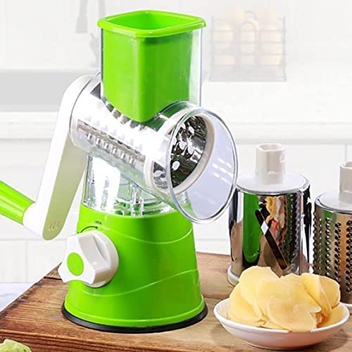 3-in-1 Manual Vegetable Cutter Slicer | Round Table Top Drum Grater for Slicing, Grating & Shredding | Kitchen Tool Pakistan