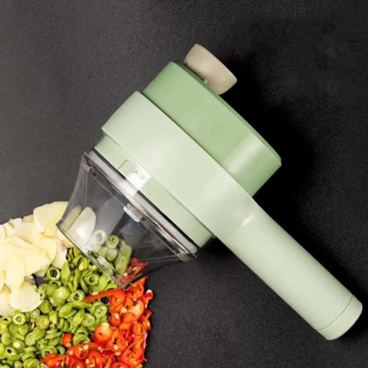 4-in-1 Portable Electric Vegetable Cutter Set | Mini Wireless Food Processor & Chopper for Garlic, Onion, Chili, Celery, Ginger, Meat | Kitchen Gadget Pakistan