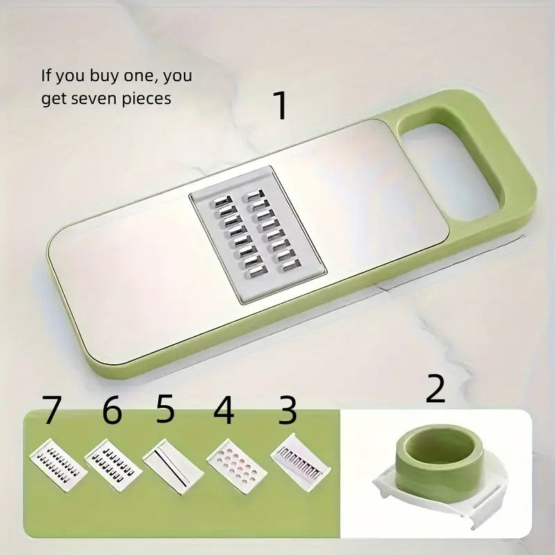 Manual 5-in-1 Vegetable & Fruit Slicer Cutter with 5 Interchangeable Blades | Multi-Function Kitchen Food Chopper | Stainless Steel Blades