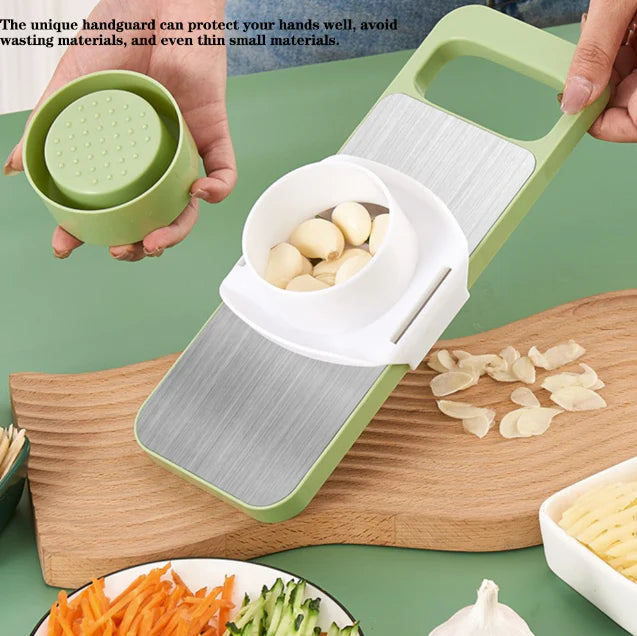Manual 5-in-1 Vegetable & Fruit Slicer Cutter with 5 Interchangeable Blades | Multi-Function Kitchen Food Chopper | Stainless Steel Blades