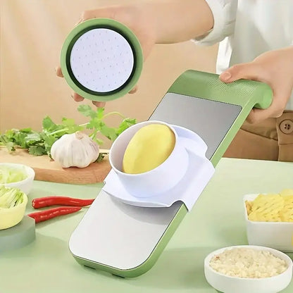 Manual 5-in-1 Vegetable & Fruit Slicer Cutter with 5 Interchangeable Blades | Multi-Function Kitchen Food Chopper | Stainless Steel Blades