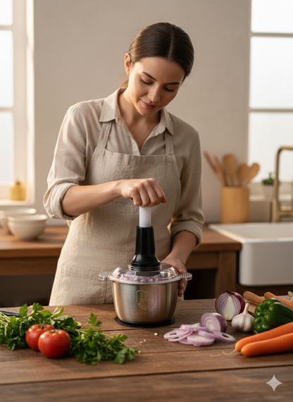 Manual Hand Chopper Stainless Steel 2-Liter | Heavy-Duty Vegetable & Food Cutter | Kitchen Tool Pakistan