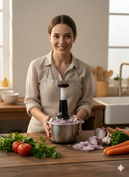 Manual Hand Chopper Stainless Steel 2-Liter | Heavy-Duty Vegetable & Food Cutter | Kitchen Tool Pakistan