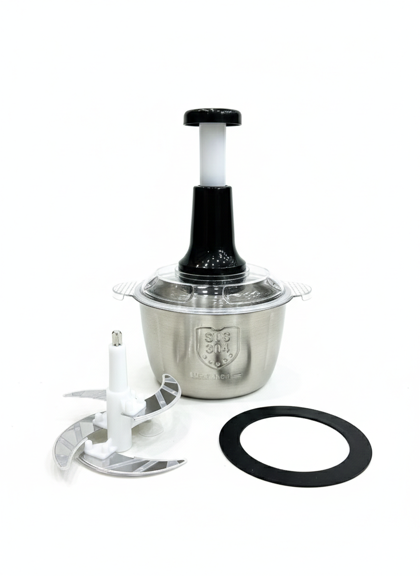 Manual Hand Chopper Stainless Steel 2-Liter | Heavy-Duty Vegetable & Food Cutter | Kitchen Tool Pakistan