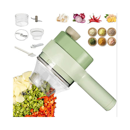 4-in-1 Portable Electric Vegetable Cutter Set | Mini Wireless Food Processor & Chopper for Garlic, Onion, Chili, Celery, Ginger, Meat | Kitchen Gadget Pakistan