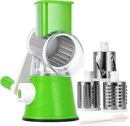 3-in-1 Manual Vegetable Cutter Slicer | Round Table Top Drum Grater for Slicing, Grating & Shredding | Kitchen Tool Pakistan