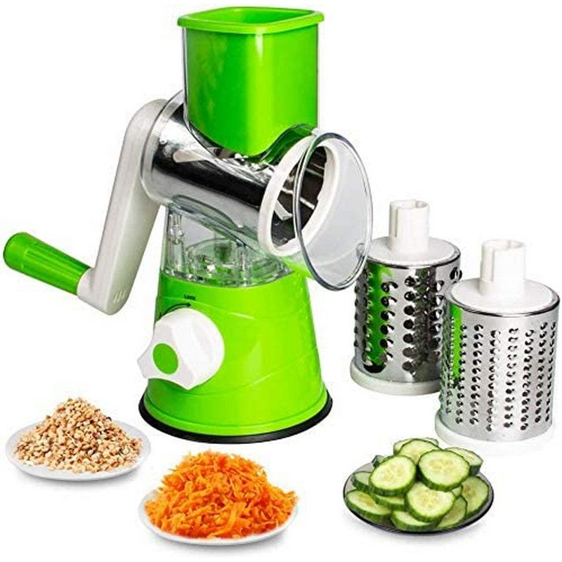 3-in-1 Manual Vegetable Cutter Slicer | Round Table Top Drum Grater for Slicing, Grating & Shredding | Kitchen Tool Pakistan